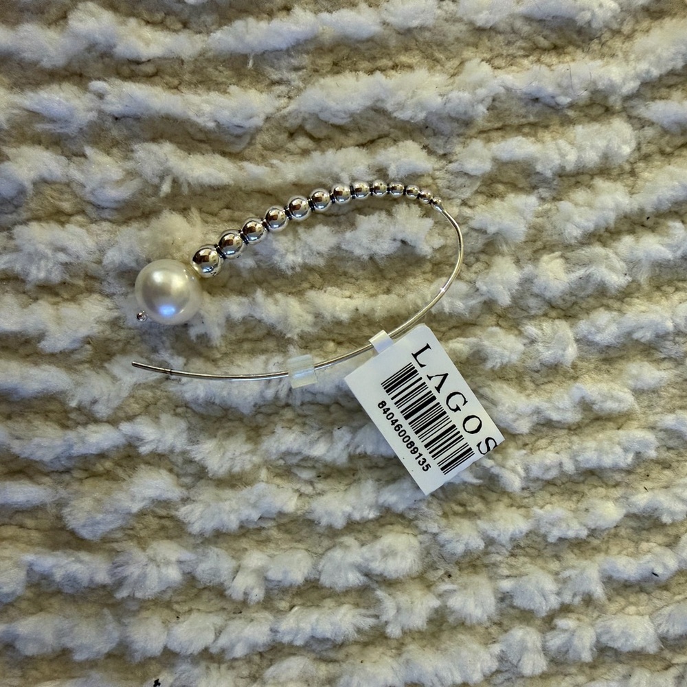 Silver and White Pearl Earrings - Picture 3 of 6
